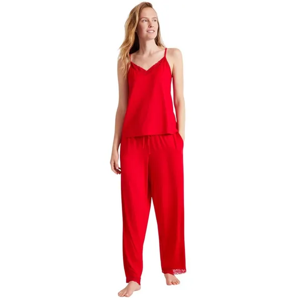 NEW State Of Day Womens Lace-Trim Camisole Pajama Top 100198303MS Tango Red 2XL - Image 6