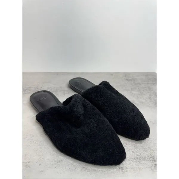 Marc Fisher Miles Size 5.5 Black‎ Pointed Toe Shearling Sheepskin Slip On NEW - Image 3
