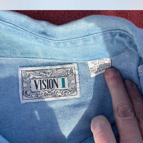 Vintage Blue Denim Blouse Size XL - Image 3