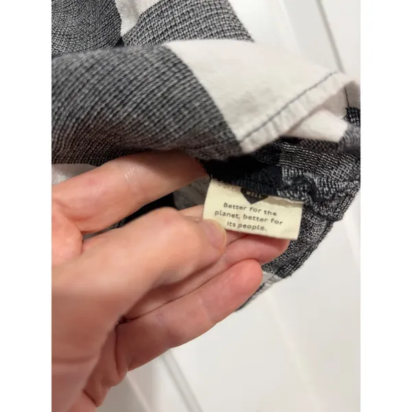 Madewell Top Buffalo Check Black White Button Back Cotton Linen XS Cottagecore‎ - Image 5