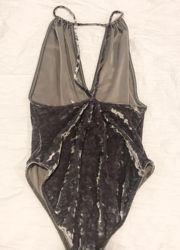 Urban Outfitters Gray Velvet Bodysuit - Image 3