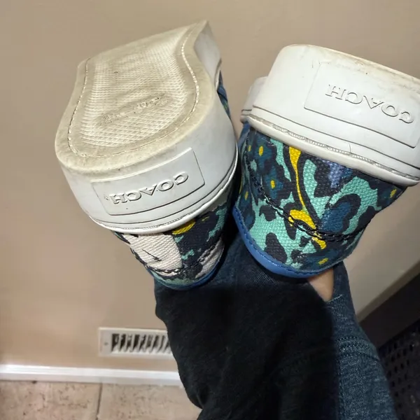 Coach Cameron‎ Aqua Blue Floral Flat Slip-on Sneakers Women’s US Size 6.5 T - Image 7