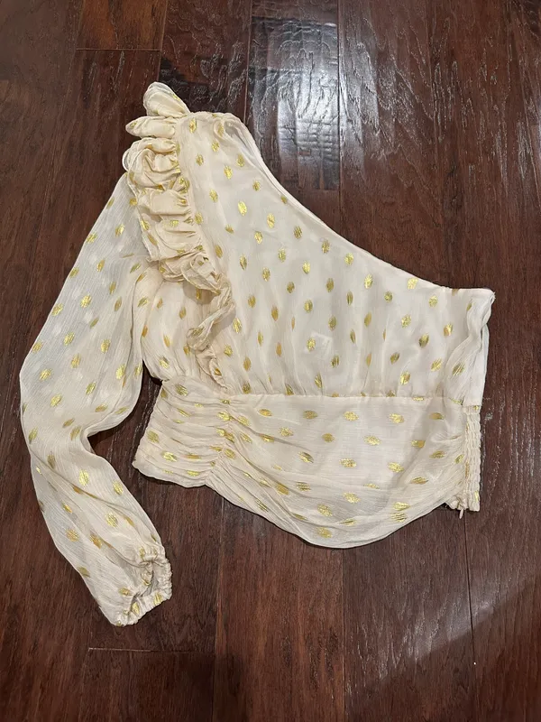 DO+BE One Shoulder Ruffle Polka Dot Top - Image 3