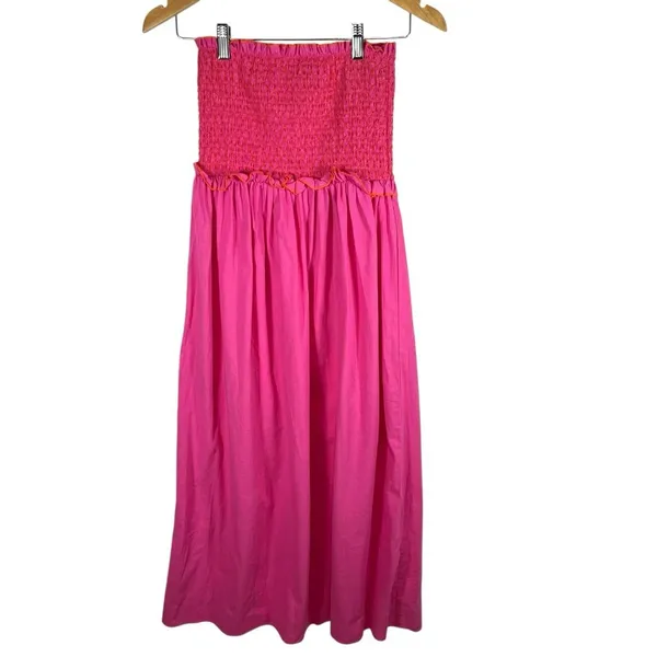 Pomander Place Tuckernuck Strapless Jessie Maxi Dress Size Small‎ Pink Smocked - Image 2