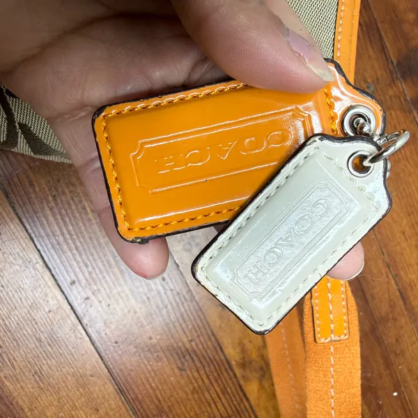 Coach Khaki Signature Crossbody with Orange Trim - Image 3