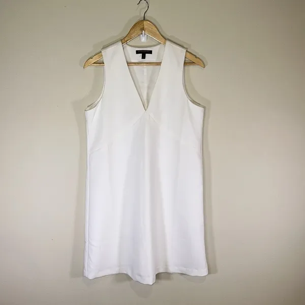 Banana Republic White V Neck Sleeveless Dress Women 6 Business Casual Dressy - Image 2