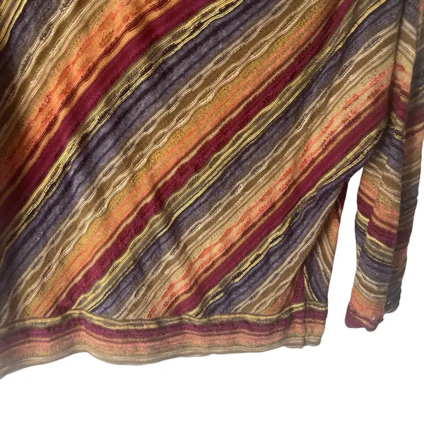 Free People Women's Medium Rainbow Striped Open Knit Round Neck‎ Boho Top - Image 2