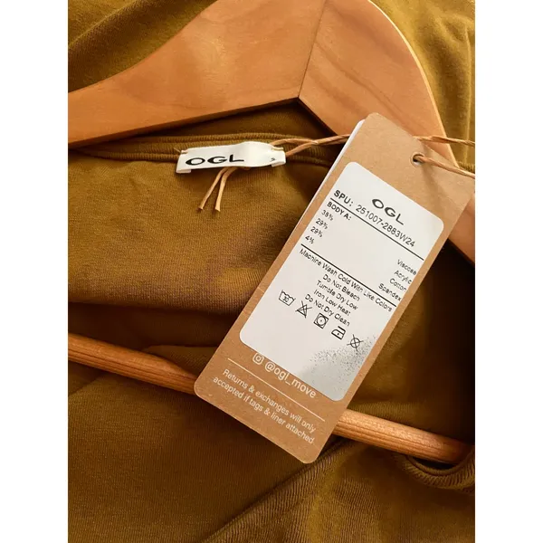OGL Surplice Top Asymmetrical Hem Eco Mousse Brown Size Small NEW - Image 6