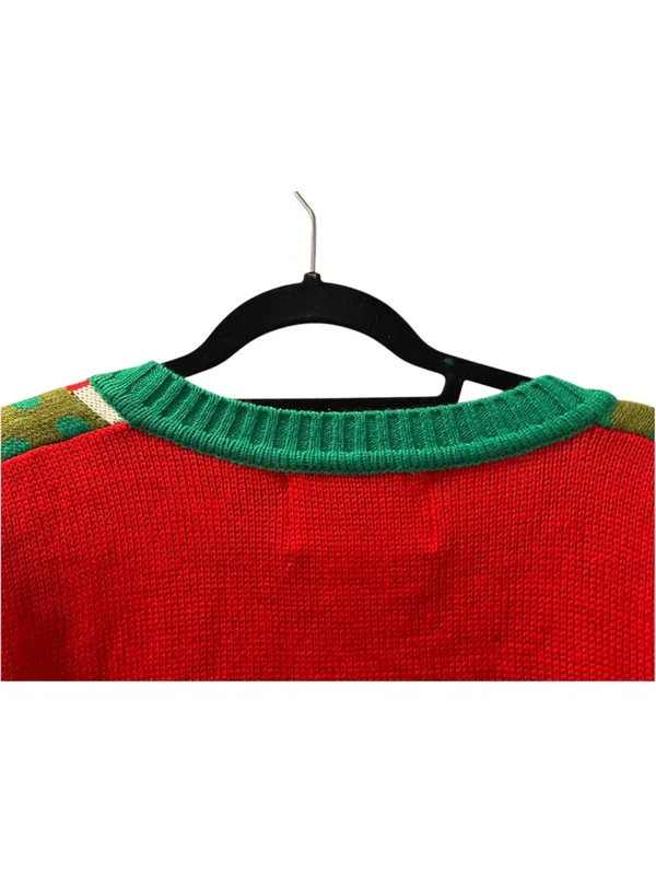 Elf Body Ugly Christmas Cardigan Sweater Women's Size XL Knit Holiday Peppermint - Image 7
