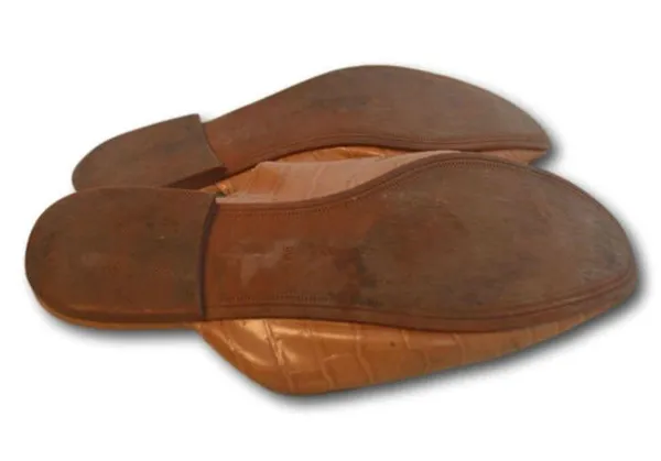 Jenn Ardor Caramel Reptile Embossed Backless Slip-On Mule Flat Loafers Size: 9 - Image 3