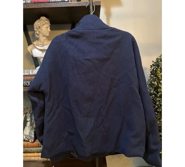 NOIZE Elettra Short Length Vegan Wool Coat Navy Womens Size Large - Image 8