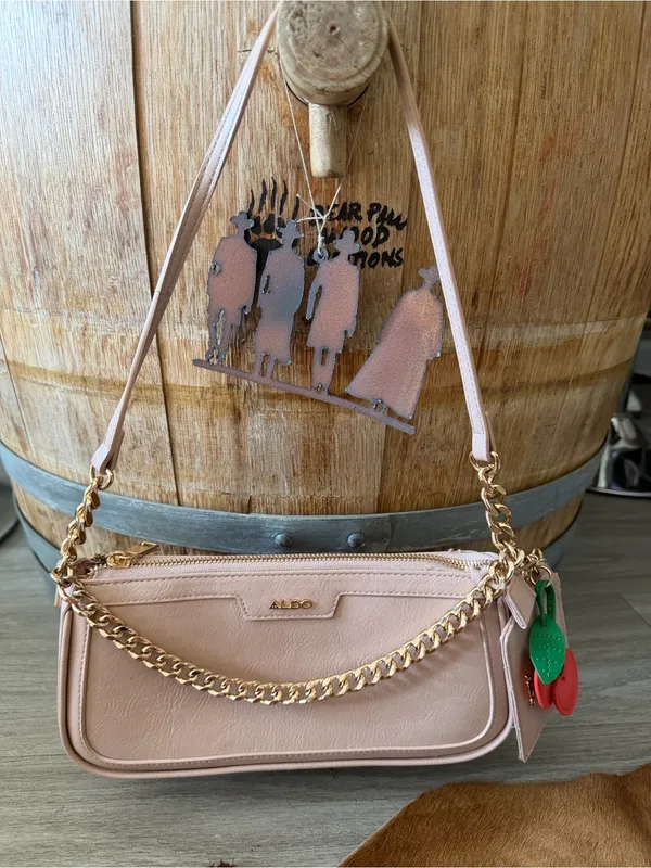 ALDO Blush Pink Convertible Shoulder Bag / Crossbody w Cherry Charm/Cardholder - Image 2