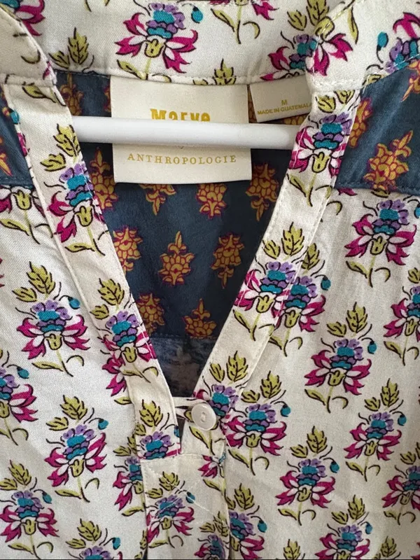 EUC Anthropologie Maeve Mandan Mixed Print Top Size Medium - Image 6
