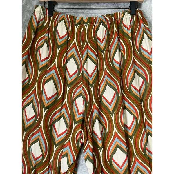 Bryn Walker Geometric Print Wide Leg Pull On Pants Artsy Boho Large Lagenlook - Image 4