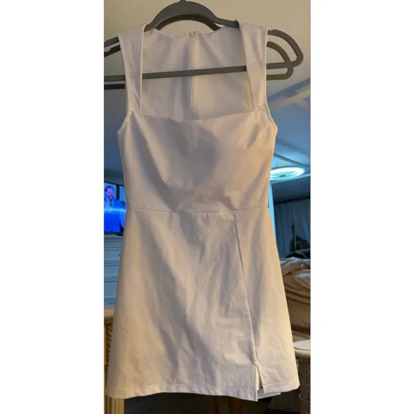 NEW White Slimers Square Neck Built in Shapewear Mini Shaper Tank Dress S - Image 5