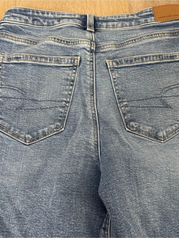 American Eagle Distressed Mom Jean Blue Denim Jeans - Image 8