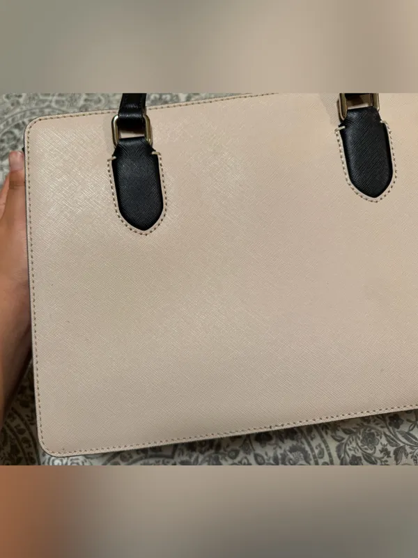 Kate Spade New York Pale Cream Pink and Black Satchel with CrossBody handle - Image 12