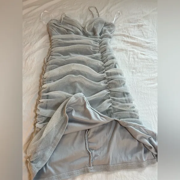 Lulu's Shimmering Silver Ruched‎ Mini Dress - Image 8