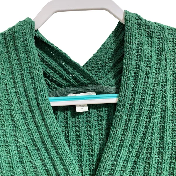 J Jill Sweater‎ Women Medium Green Chenille Knit V Neck Pullover Lucky Feminine - Image 4
