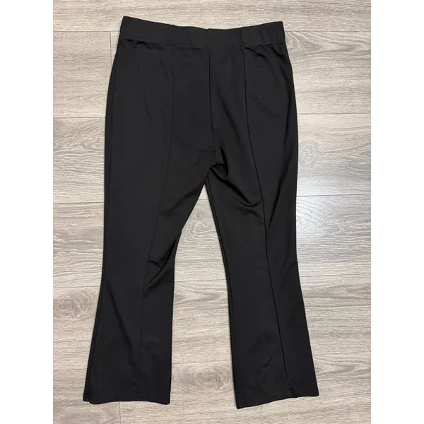 Whimsigoth Womens Pants Size M Black‎ Front Slit Cropped Flare Seam Goth Stretch - Image 5