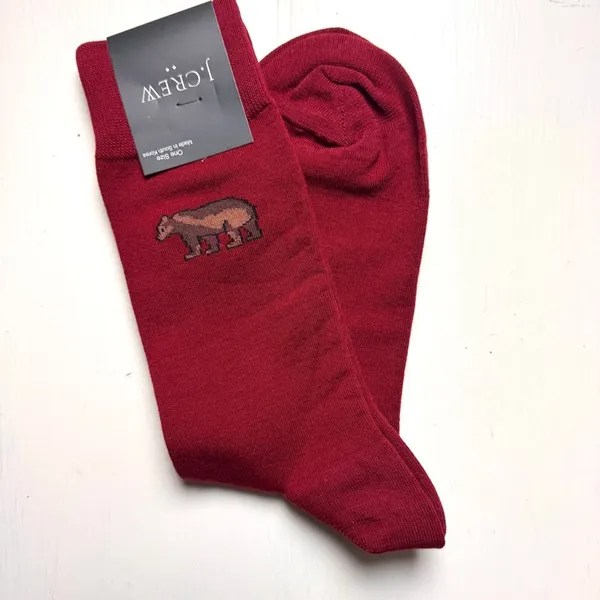 J.Crew Men's Bear Theme Graphic Design Trouser Socks OS - Image 2