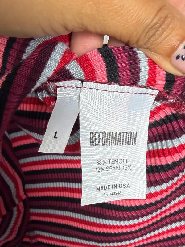 Reformation Striped V-Neck Top - Image 7