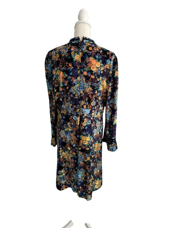 DALIA MACPHEE High Neck Velvet Floral Long Sleeve Dress Size XL - Image 10