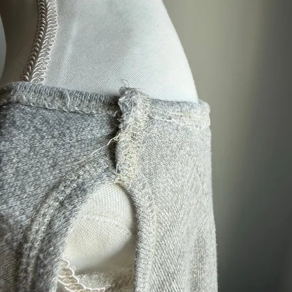 Free People Light Gray Slouchy Oversized Boho Open Shoulder Sweater Size S - Image 7