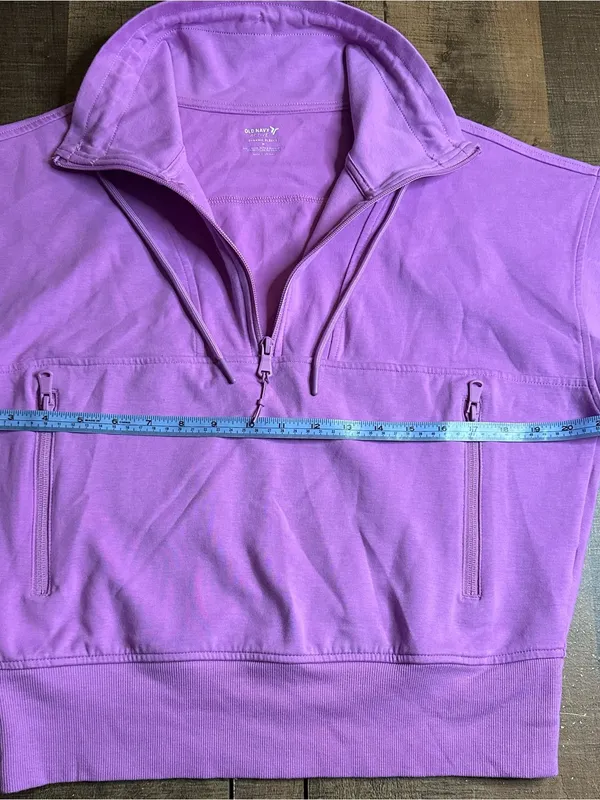 Old Navy Active Women's Medium Purple Quarter Zip Crop Sweatshirt Zipper Pockets - Image 6