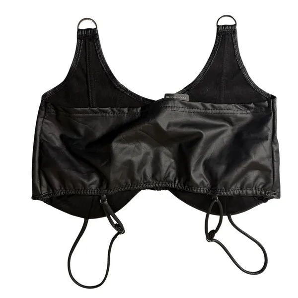 Privy Black Faux Leather Corset Bustier Top PT40387N Medium NWT - Image 2
