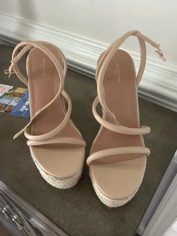 Pretty Little Thing Nude Wedge Sandals 6 - Image 2