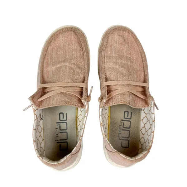 Hey Dude Wendy Sparkling Rose Gold Shoe Sz 7 Womens Loafers - Image 4
