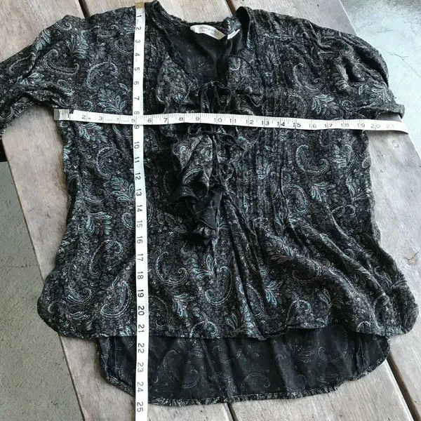 Denim & Supply Womens Blouse‎ Size XS Ralph Lauren Lace Up Paisley Ruffle Poet - Image 4