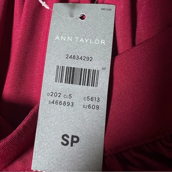 NWT Ann Taylor Petite Burgundy Red Bell Sleeve Square Neck Lace Blouse - Image 10