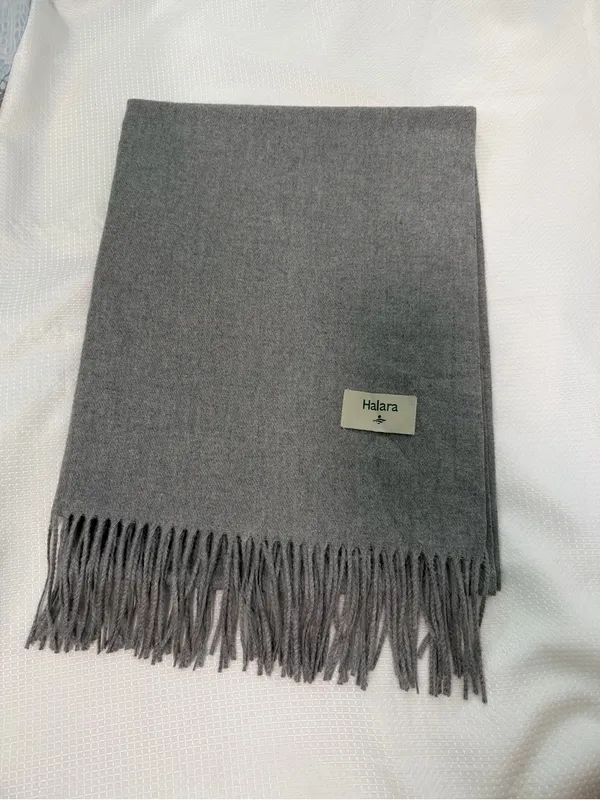 Halara Knit Fringe Casual Scarf Grey Cozy + Soft Winter Vacation - Image 2