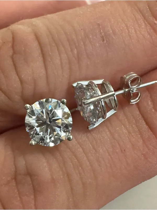 14K White Gold Lab Grown Diamond Stud Earrings - Image 7