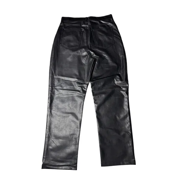 Abercrombie Curve Love 90s Straight Vegan Leather Pants High Rise Black 32 14R - Image 2