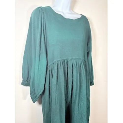 Free People Beach Babydoll Dress Green Long Sleeve Gauze Lagenlook Boho Small - Image 2