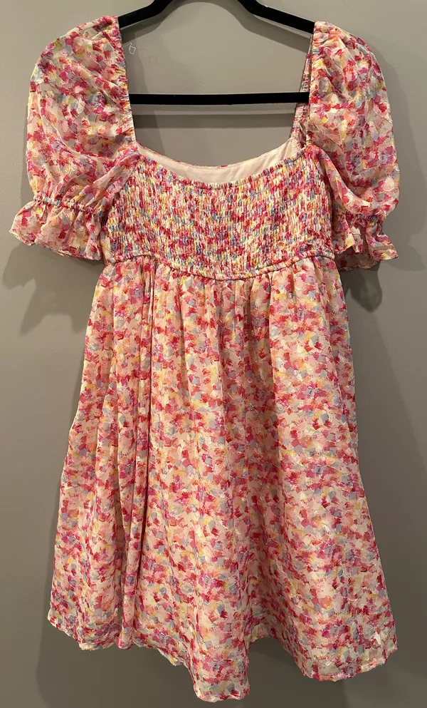 Entro Meet Me In Santorini Brushstroke Patterned Babydoll Dress - Image 2