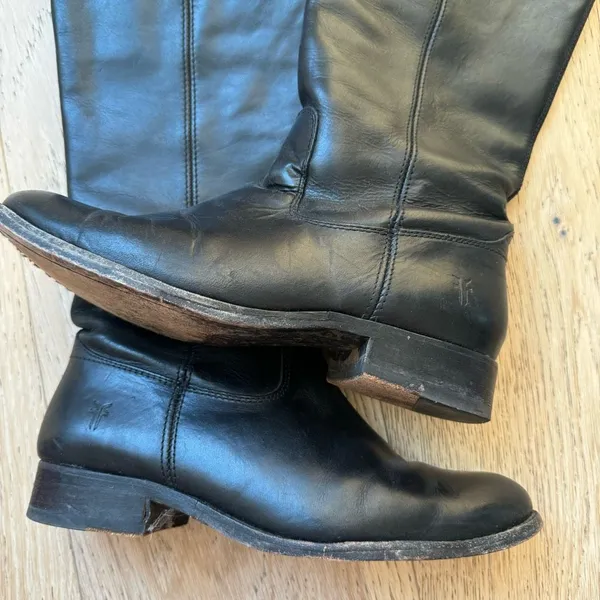 Frye Melissa 77167 Black Riding Boots Women Size 6 Leather Classic Festival Boho - Image 2