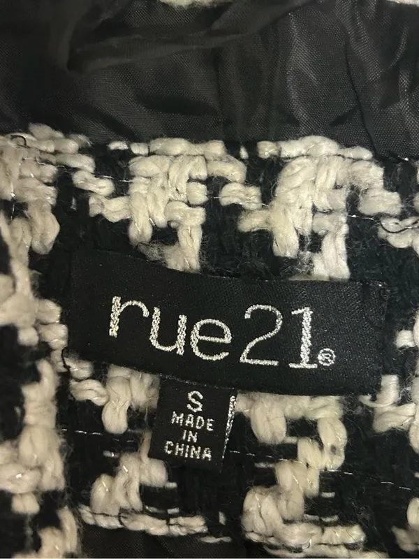 Rue 21 Women’s Black White Houndstooth Peacoat big buttons SO CUTE size Small - Image 8