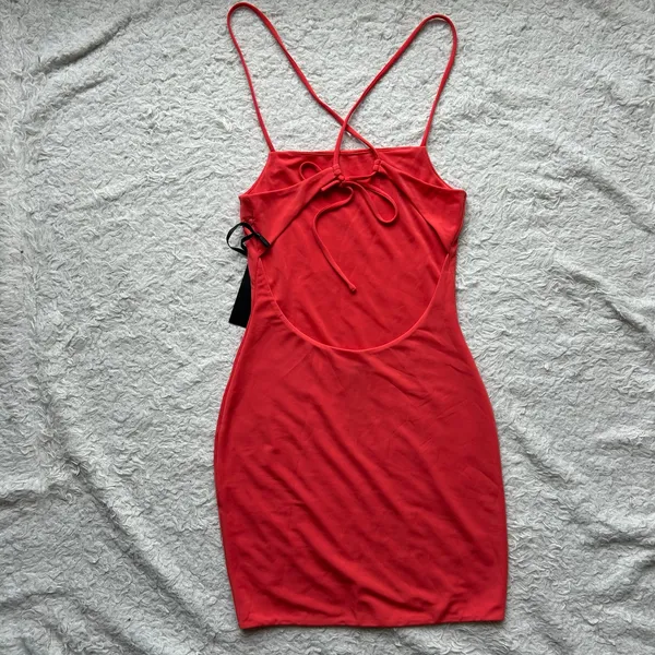 H:ours Coral Mini Dress Size Small - Image 6