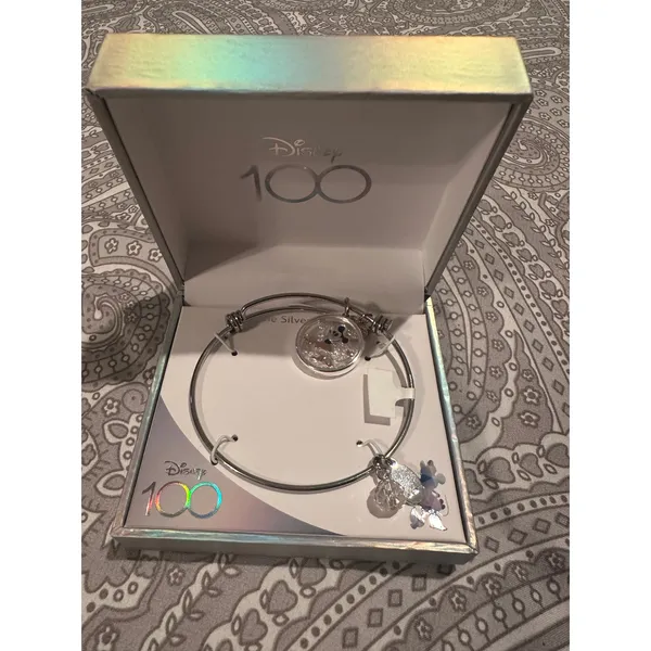 NIB Disney Parks 100th Celebration Minnie Mouse Rose Gold Charm Bracelet - Image 6