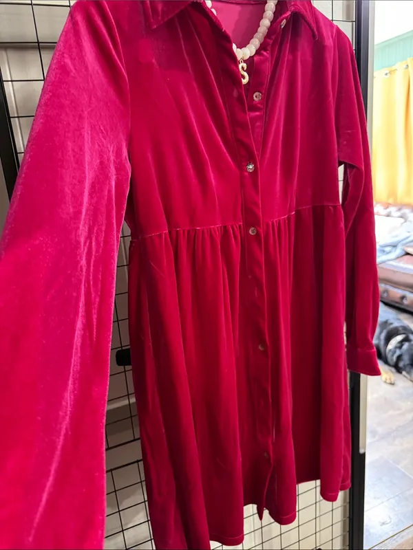 Hot Pink velvet dress - Image 2