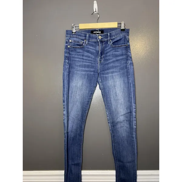 Express Legging Mid Rise Jeans Womens 6R Medium Wash Blue Jegging Stretch Denim - Image 2