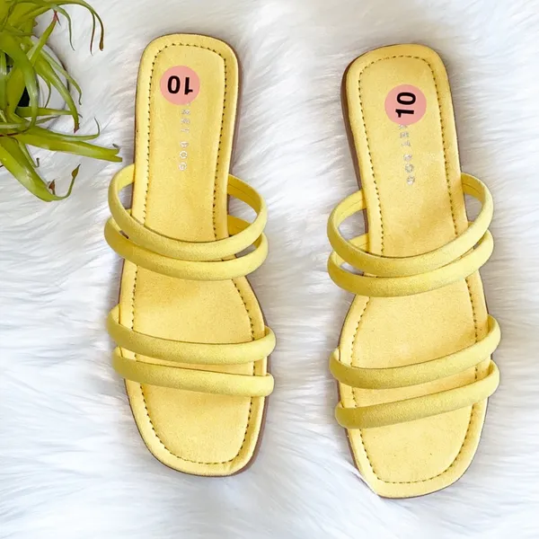 NWT Rocket Dog Double Strap Flat Sandal 10 Slip On Slide Yellow - Image 3