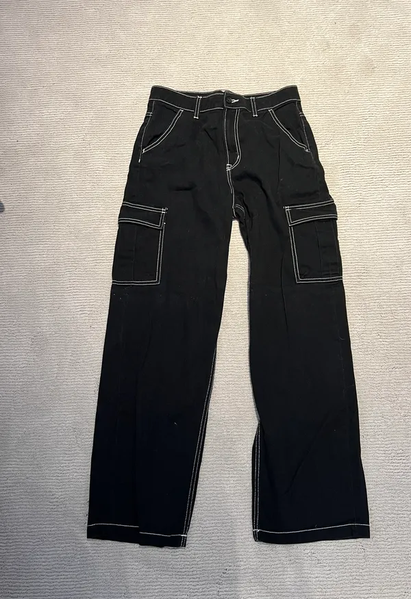 H&M Black Canvas Cargo Pants - Image 2