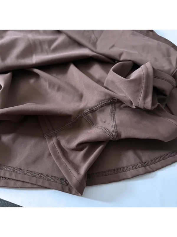 Mocha Brown Golf Skort Small Stretchy Mini Tennis Skirt Slit Athleisure Preppy - Image 3