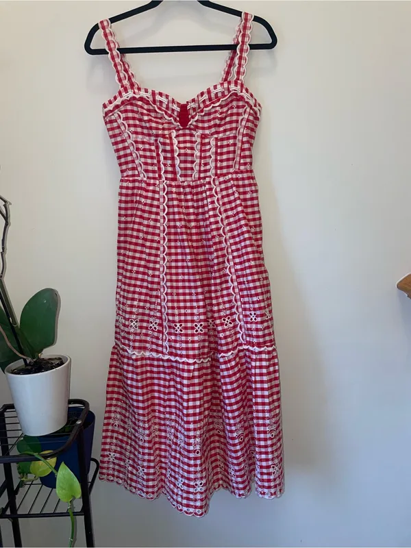 NWT Anthropologie Sleeveless Sweetheart Gingham Midi Dress - Image 3
