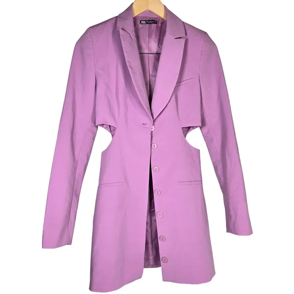 Zara XS Purple Blazer‎ Dress Cut Out Sides Career Party Chic Trendy - Image 3